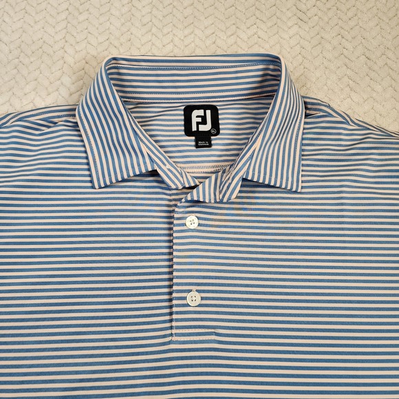 FootJoy Other - FootJoy FJ Striped Golf Polo Shirt Mens XL‎ Blue White Short Sleeve Performance